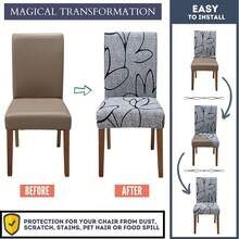 Geometrisches Muster bedruckte Stuhlbezüge für Esszimmer, Stretch Spandex Husse für Parsons Stühle, waschbare Anti-Staub Sitzbezüge für Küche, Hochzeit, Party