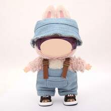 4 Stücke Set = 1 süße Sandalen + 1 Hut + 1 Sonnenbrille + 1 Hose, Arbeitskleidung mit Accessoires, für LABUBU Puppenkleidung Kollektion (ohne Puppe, nur Kleidung und Accessoires)