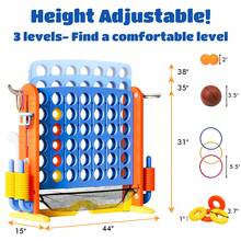 Giant 4in A Row Game - 4in A Row Game, Height Adjustable Giant 4-To-Score Game - Indoor/Outdoor Connect Game Set With Quick Release Slider, Puzzle Thinking Online Game, Family Interactive Competition - Blue - View 3