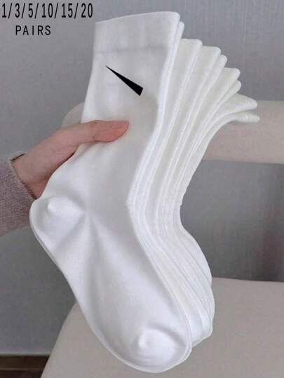 1/3/5/10/15/20 Pairs Women's Solid Color Oblique Stripe Comfortable Simple Style Postpartum Socks, Moisture-Wicking Mid-Calf Socks