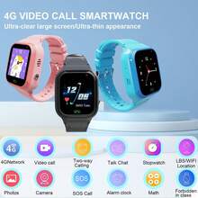 4G Kids Smart Watch - Boys Girls GPS Tracker Kids Smartwatches Phone Watch Video Call SOS Alarm Voice Chat And Touch Screen Game Real Time Tracking Smartwatch For Age 3-12 (Pink) - Đen - Xem 9