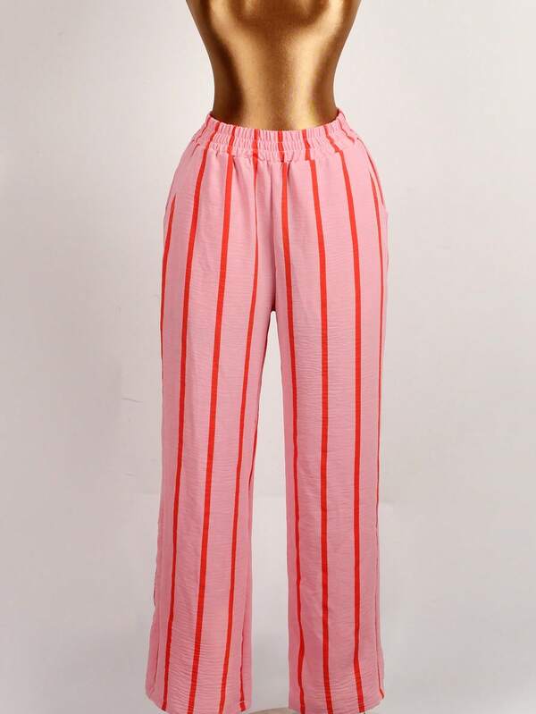 Summer Outfits For Women Striped Colourblock Street Loose Long Pants Casual Beach Vacation Outfits Pants