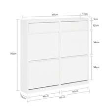 SoBuy Shoe Cabinet Shoe Rack Shoe Storage Cupboard With 4 Flip-Drawers And 2 Pull Out Drawers White W98 X D19 X H95cm FSR169-W - White - View 3