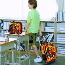 3件套儿童拉杆背包，儿童拉杆书包，龙形带轮背包，适合小学、幼儿园（橙色） - 拉桿背包 - 查看 7