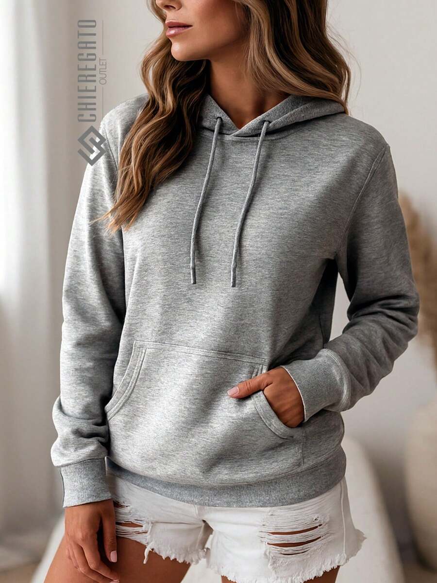 Women's Hoodie With Premium Plain Flannel Cold Weather Blouse Coat Winter Long Sleeve Windbreaker - 灰色 - 查看 1