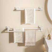 Towel Rack, Bathroom Towel Bar Holder, Wall Mounted Towel Organizer Rack, No Drilling Required