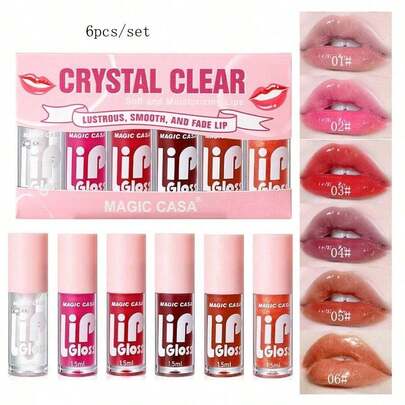 Set de 6 colores de aceite de labios, tinte de labios acuoso, tinte de labios líquido, brillo de labios hidratante, multiusos para labios y mejillas, no pegajoso, alto pigmento