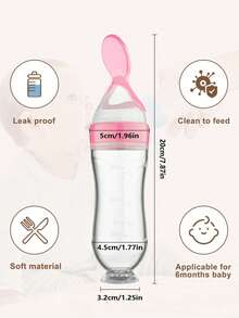 4pcs Silicone Squeeze Feeding Bottle, Pacifier And Vegetable/fruit Feeder Set For Baby And Infant - Pink - View 4