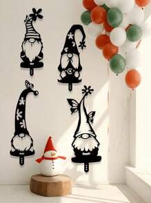 Nordic Style Metal Material, Striped Pointed Hat Long Beard Santa Gnome Silhouette, Unique Aesthetic And Sturdy Quality, Metal Garden Decor Rustic Charm - Suitable For Garden Decoration, Balcony Arrangement, Yard Landscaping, Indoor Corner Accents, Christmas Decoration