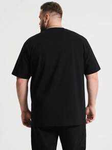 Customized Plus Size Personalized Commemorative Gift And Men's Casual Loose Black T-Shirt, You Can Add Your Own Photos (Family Photos/Selfies/Pet Photos/Friend Photos/Lover Photos/Girlfriend Photos/Gifts/Couple Logos) And Text To Design Your Personalized Printed T-Shirt, Suitable As Father's Day And Mother's Day Gifts. - Black - View 2