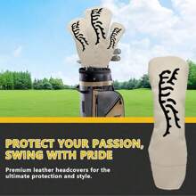 Beige Tiger Golf Club Head Cover: A Durable, Waterproof, And Golf Accessory Club Protective Cover That Provides The Best Protection For Your Golf Club.