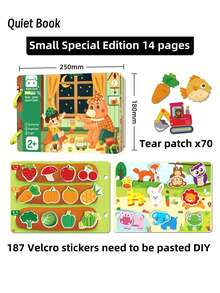 187 Stücke wiederverwendbares Stickerbuch mit 70 Seiten zum Abreißen und Aufkleben, Puzzle-Sticker für frühe Bildung, Quiet Book, geeignet als Weihnachts- und Neujahrgeschenk