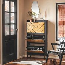SoBuy Shoe Storage Cabinet, Shoe Cabinet, Shoe Cupboard FSR164-SCH - Black - View 8