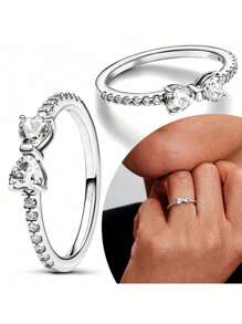 1 件 925 纯银时尚白色蝴蝶结戒指，适合女士，复古手指配饰，日常服装搭配珠宝装饰，可作为礼物