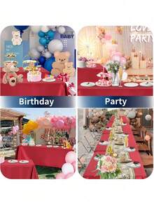 6 paquets de nappe blanche 57 x 120 pouces, nappe en satin résistante aux taches et aux faux plis pour les tables rectangulaires de 6 à 8 pieds, nappe en polyester pour les tables de salle à manger, les mariages, les fêtes, les banquets et le camping - Multicolore - Voir 8