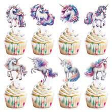 8 Peças Toppers de Bolo com Tema de Cavalo e Unicórnio, Decorações de Bolo Impressas Criativamente com "Sucesso" para Festa de Aniversário