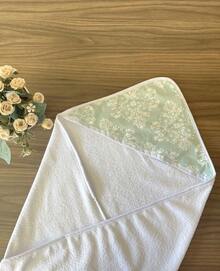 Hooded Polyester Baby Bath Towel Without Lining - Green Provençal - View 1