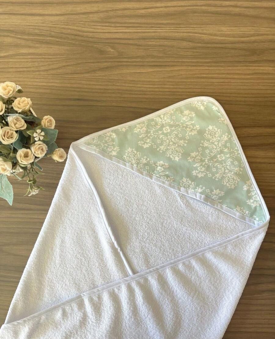 Hooded Polyester Baby Bath Towel Without Lining - Green Provençal - View 1