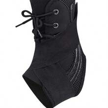 男女通用的金属支撑踝关节护具，为扭伤的脚踝、足底筋膜炎、损伤恢复提供压缩支撑，系带式踝关节稳定，适合运动和日常使用，可调节绑带，透气设计，适合跑步、排球运动恢复，适合左/右脚 - 黑色 - 查看 8