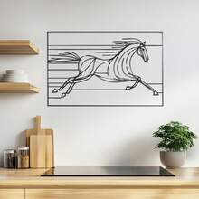 Running Horse Metal Wall Art, Minimalist Line Art Decor, Geometric Horse Sculpture, Modern Equestrian Wall Accent, Western Home Decor( Metal Cactus Wall Decor Inspirational Quote Metal Wall Decor Compass Metal Wall Art Metal Wall Decor With Birds - Black - View 6