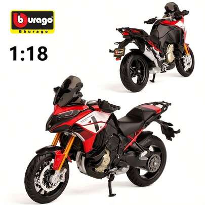 Burago BURAGO 1:18 Échelle Ducati Multistrada V4 Moto Miniature en Alliage Moulé sous Pression, Jouet Voiture pour Enfants, Modèle de Véhicule de Collection, Cadeau d'Anniversaire pour Garçons