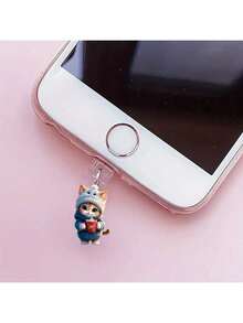 1 件/套 暖冬猫 2D 平面亚克力吊坠手机防尘塞 兼容 Apple/Type-C - 彩色 - 查看 3