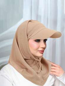 女士户外带帽檐头巾，阿拉伯纯色经典休闲百搭棒球帽，适合夏季和秋季，防紫外线睡眠帽 - 彩色 - 查看 10