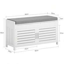 SoBuy FSR102-W, Shoe Rack Shoe Bench Shoe Cabinet With Folding Padded Seat And 2 Doors, W90 X D33 X H50cm - White - View 4