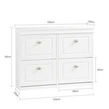 SoBuy Shoe Cabinet With 4 Flaps, Shoe Rack, Shoe Tipper With 8 Storage Compartments, Shoe Chest, Shoe Storage, White, BHT Approx. 105x82x24cm, FSR79-W - 白色 - 查看 3