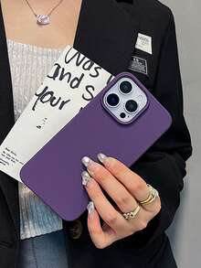 Ốp lưng điện thoại màu tím cao cấp tối giản tương thích với iPhone 16 Pro Max/16 Pro/16/16 Plus/15/15 Pro Max/15 Pro/15 Plus/11/12/13/14 Pro Max/XS/XR/11 Pro/11 Pro Max/12 Pro/12 Pro Max/13 Pro/13 Pro Max/7 Plus/14 Pro/14 Pro Max/14 Plus/7 Plus/8 Plus/8/SE2, Thiết kế sáng tạo dành cho nam và nữ Chống nước, Chống sốc, Chống rơi, Chống trầy xước - Màu tím-không viền - Xem 6