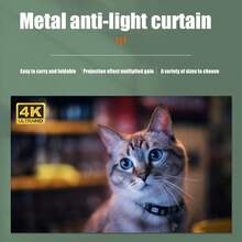 简易遮光投影幕，60-72-84-92-100-110-120-130英寸4K超高清，无需钻孔安装，16:9可折叠便携式投影幕，适用于家庭影院、室内/室外、家庭、派对、办公室、教室等场所。 - 灰色 - 查看 6