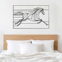 Running Horse Metal Wall Art, Minimalist Line Art Decor, Geometric Horse Sculpture, Modern Equestrian Wall Accent, Western Home Decor( Metal Cactus Wall Decor Inspirational Quote Metal Wall Decor Compass Metal Wall Art Metal Wall Decor With Birds - Black - View 5
