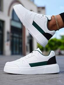 ​Women's Cloud White & Mint Accent Low-Top Sneakers - Textured Sole Everyday Shoes For Urban Pavement, Year-Round Minimalist Comfort Wear​ - Trắng và xanh - Xem 4