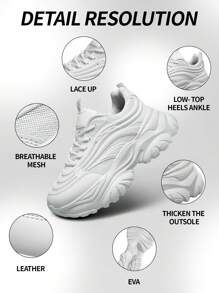 Women's Fashionable Lightweight Breathable Sports Shoes, Lace-up Mesh Tennis Shoes With Chunky Sole