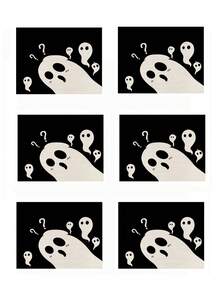 1pc/4pcs/6pcs/48pcs Halloween Ghost Pattern Placemats, Seasonal Halloween Placemats, Modern Style Linen-Like Material, Indoor Outdoor Halloween Party Decor, Halloween Home Decoration, Suitable For Kitchen Decor And Halloween Event Decoration
