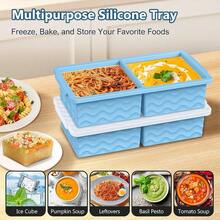 Silicone Freezer Tray For Soup With Lid - 2 Cup Soup Freezer Container Molds - Extra Large Ice Cube Tray - Silicone Freezer Food Molds For Freezing & Storing Soup, Sauce, Broth, Leftovers (2 Pack)-167239 - LightBlue - Xem 7