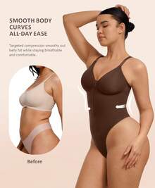 Feelingirl Summer Sling Sleeveless Shapewear Bodysuit For Women Tummy Trimmer Control Slimming Thong - 棕色 - 查看 4