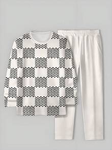 2pcs Men Gradient Color Print Crew Neck Sportswear, Sawtooth Print Casual Sweatshirt And Pants Set, Suitable For Outdoor And Sports , Fall Clothes