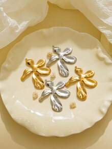 3pcs/Pack 304 Stainless Steel Asymmetrical Embossed Large Flower Pendant, & Unique - Flower Accessories - View 2