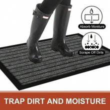 Door Mat Indoor & Outdoor - Strong PVC Rubber Backed | Anti-Slip Washable, Dirt Trapper For Hallways Kitchen - 酒紅色 - 查看 5