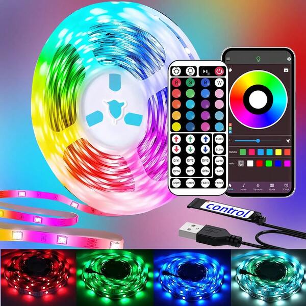 16-100 Feet USB Lights With 44-Key Remote + App Smart Control , Night Light /TV Backlight Lights With Timing RGB Color Changing,LED Strip Lights For Bedroom,Holiday Decoration ,Lights Gifts Home Room Decor Wall Decor Halloween Party, Halloween Decor