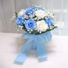 Wedding Bouquet Artificial Rose Bouquets Bridal Wedding Photo Booth Props Wedding Decorations - Royal Blue - View 3