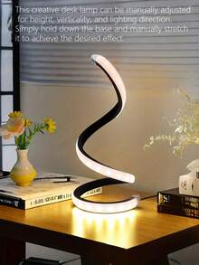 2 套现代台灯，可调光螺旋床头灯，3 色 10 亮度 LED 台灯，适用于卧室、客厅、办公室 - 黑色B款 - 查看 3