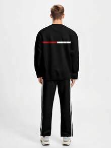 2pcs Men Gradient Print Crew Neck Sportswear, Casual Sweatshirt And Pants Set, Suitable For Outdoor And Sports , Fall Clothes