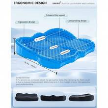 Enlarged 19.7" Gel Seat Cushion, Egg Gel Chair Pads For Wheelchair Pressure Coccyx Sciatica Pain Relief, Cooling Desk Seat Cushion For Kayak, Car, Office Chair Long Sitting[Black]-657741 - 藍色19716135英寸 - 查看 4
