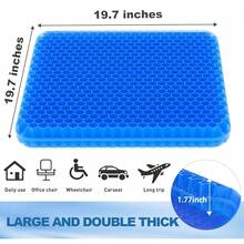 19.7" Gel Seat Cushion, Super Large & Thick Office Chair Cushion For Long Sitting - Back Hip Tailbone Pain Relief Cushion, Egg Seat Cushion Desk Chair Pads For Cars Wheelchair - Fits Up To 350 Lbs-222684 - 藍色XXL最大較厚 - 查看 8