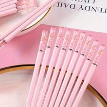 粉色樱花琥珀可重复使用筷子，适合家庭用餐、快餐、寿司、拉面 - 彩色 - 查看 3