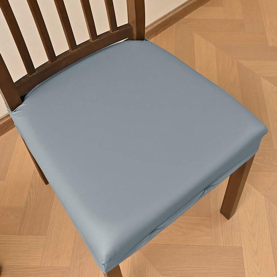 Fundas elásticas para asientos de sillas de comedor, suaves, impermeables, sólidas, para decoración del hogar - Gris - Ver 1
