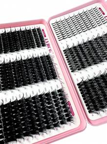 570片装睫毛嫁接套装，俄式睫毛嫁接套装，尖头单根睫毛，3D蓬松睫毛，D卷翘睫毛簇，10-18mm DIY睫毛嫁接，6种款式睫毛簇，尖头单根睫毛，多种自然妆效，尖头/40D/60D/80D/100D可重复使用单段假睫毛，轻盈柔软，DIY睫毛嫁接睫毛簇，睫毛簇，单根睫毛，睫毛，假睫毛