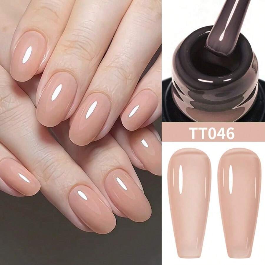 TARTU 8ml Sheer Jelly Gel Polish Kit, Spring Summer Ice Translucent Nude Pink Sheer Jelly Gel Polish, Ice Translucent Non-Sticky Gel Polish UV/LED, Watercolor Gel PolishSoak Off, Semi Permanent For Home Salon Nail Art, Daily Nail Design - TT046 - 查看 1